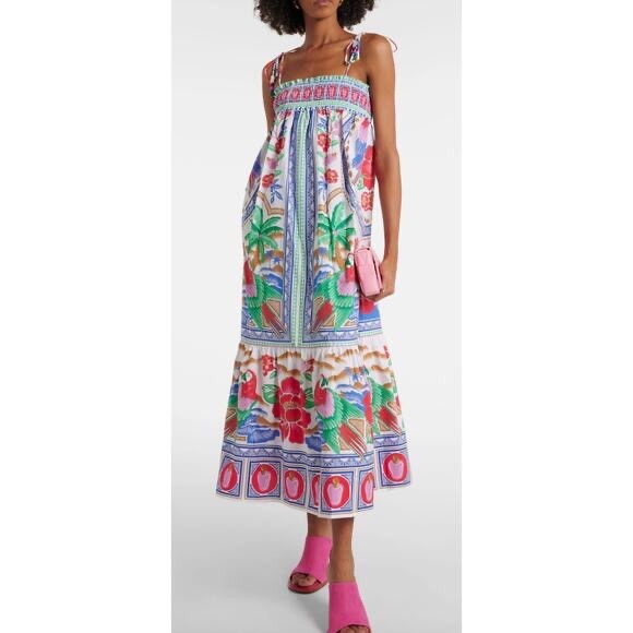 Farm Rio Flowers Beach Midi Tie Strape Dress. Small. NEW - Picture 1 of 4